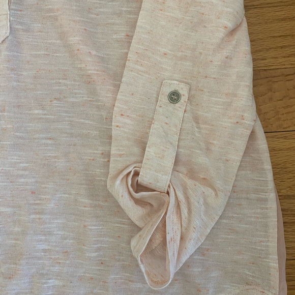 Eyelash Couture Half Button Shirt Women’s Medium Orange (Creamsicle)Sheer Back - Picture 6 of 8